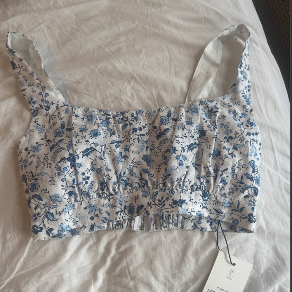 Reformation Shannon Linen Two Piece in Color Nile - Size 2 - Picture 2 of 7